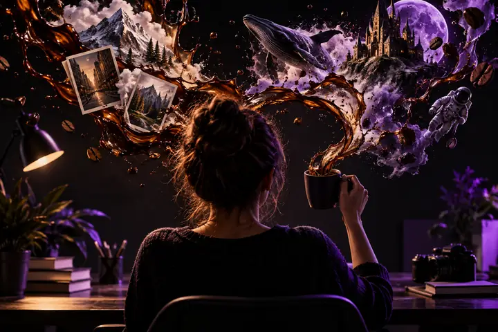 Coffee splash portrait